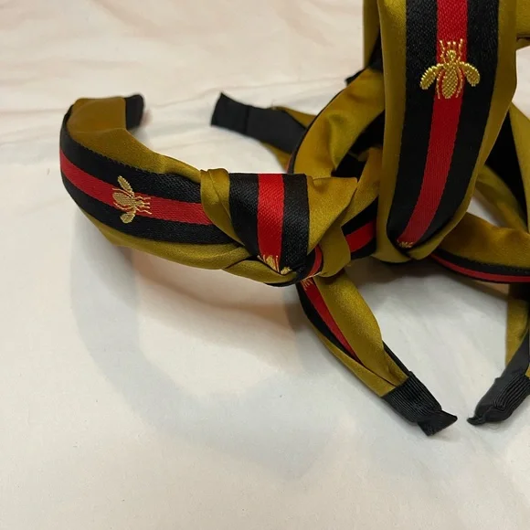 Gold Bee Headband- Black/Red Stripes - Picture 3 of 4